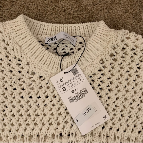 Zara NWT Textured Knit Sweater Cream Ecru White Chunky Small - Picture 2 of 11